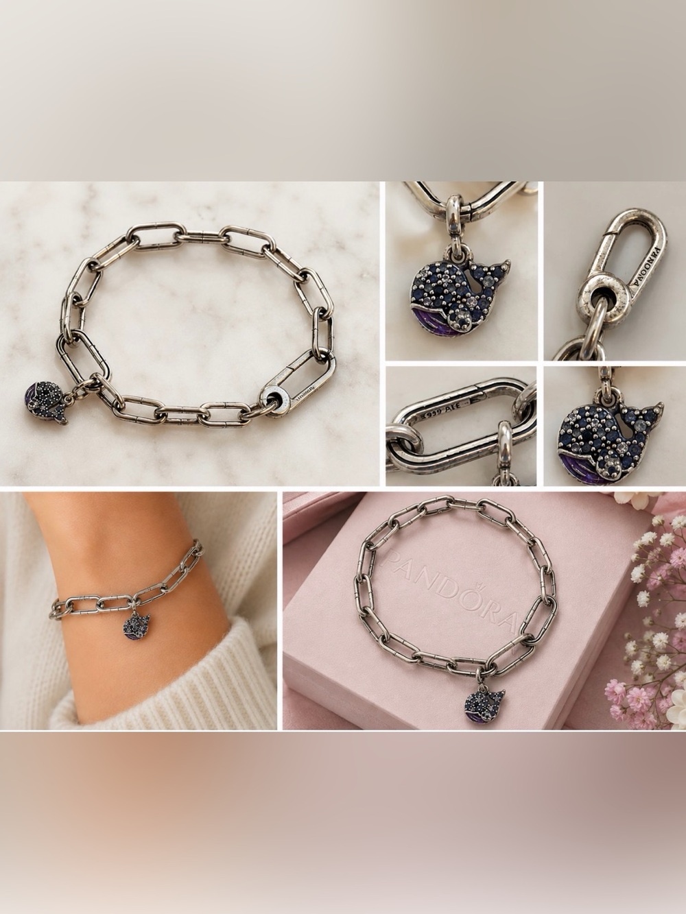 Pandora Sterling Silver Link Bracelet with Whale Charm